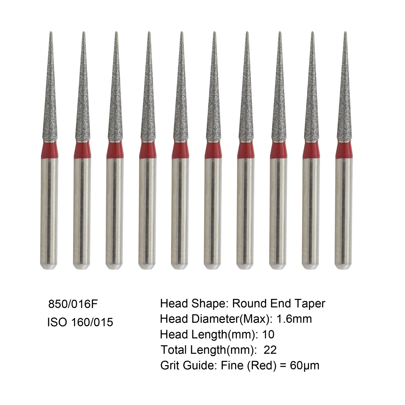 Dental Diamond Burs FG High Speed Round End Taper Egg Football Coarse Grit 368