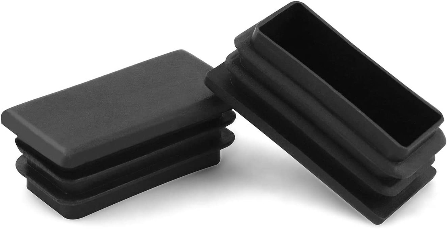 QWORK 10 PCS 1″ X 2″ Rectangle Black Plastic Plug End Cap for Pipe Tubing, Chair