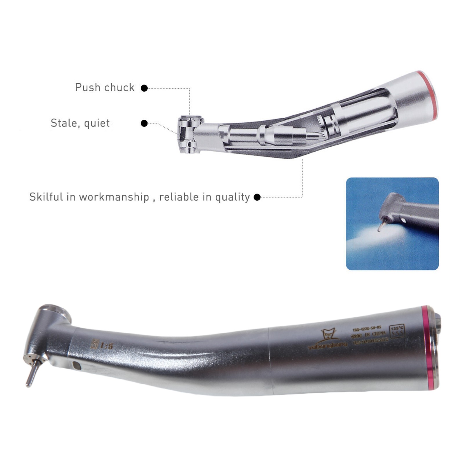 Dental Wireless Electric Hygiene Prophy Handpiece +2Pcs Universal Prophy Angles