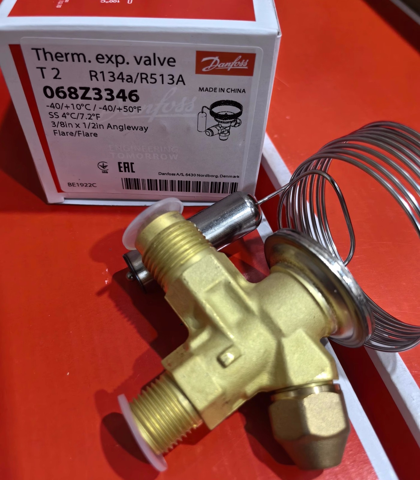 1PCS NEW Danfoss 068Z3346 Thermal Expansion Valve T2 R134a/R513A 3/8inx1/2in
