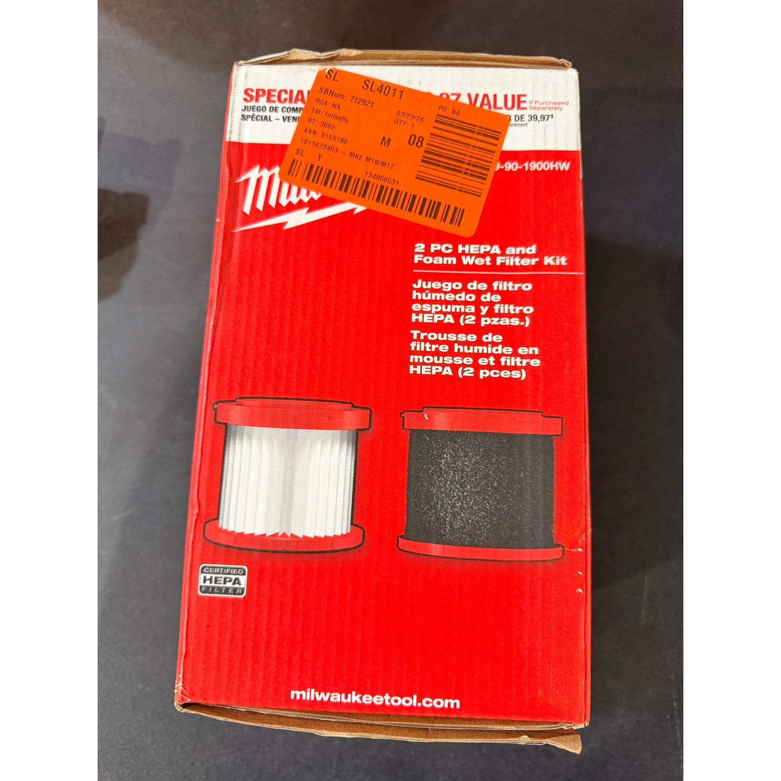 Milwaukee M18 M12 HEPA Wet Dry Vacuum Filter 2 Pack New 49-90-1900HW HEPA
