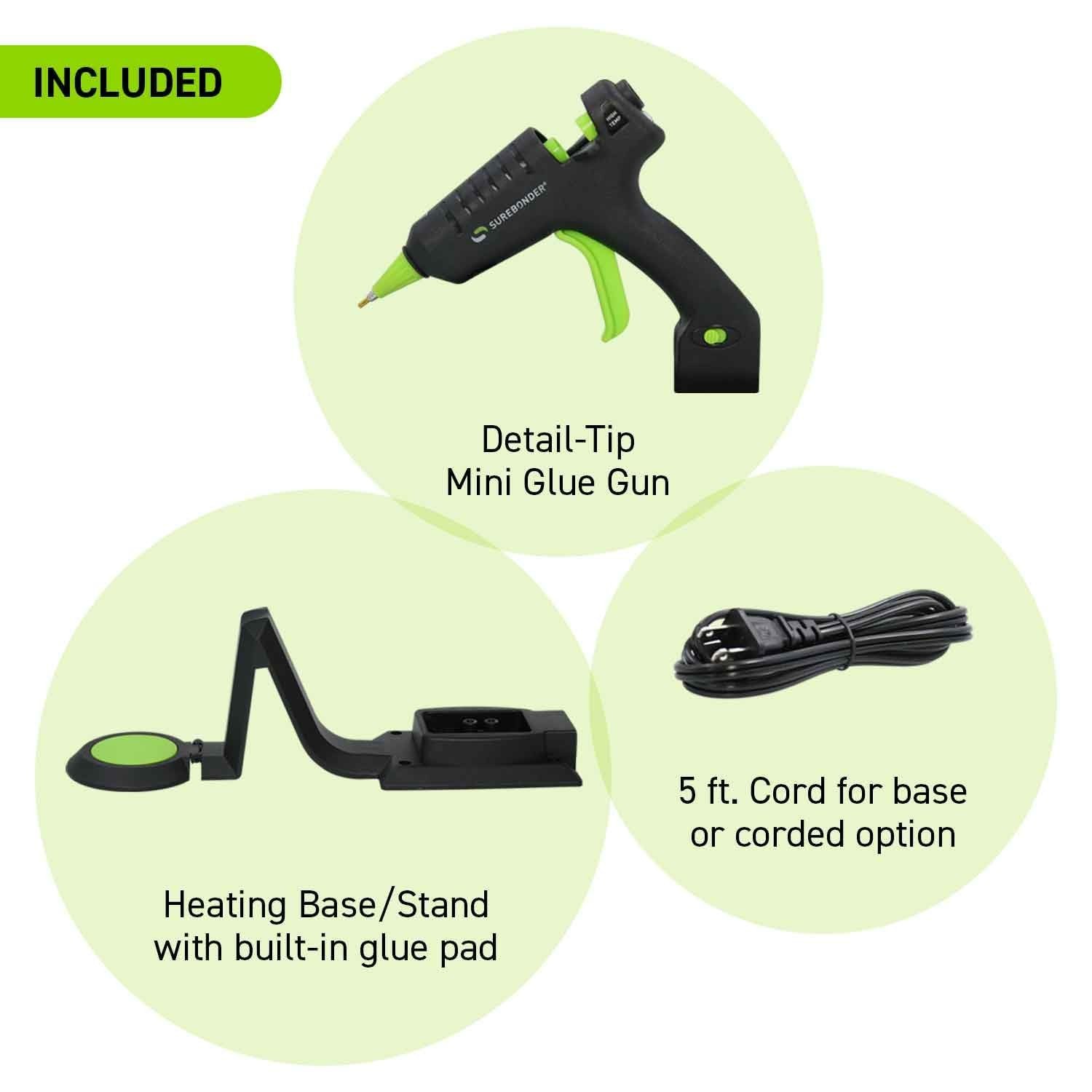 Surebonder Cordless/Corded High-Temperature Mini Hot Glue Gun with Fine Tip f…