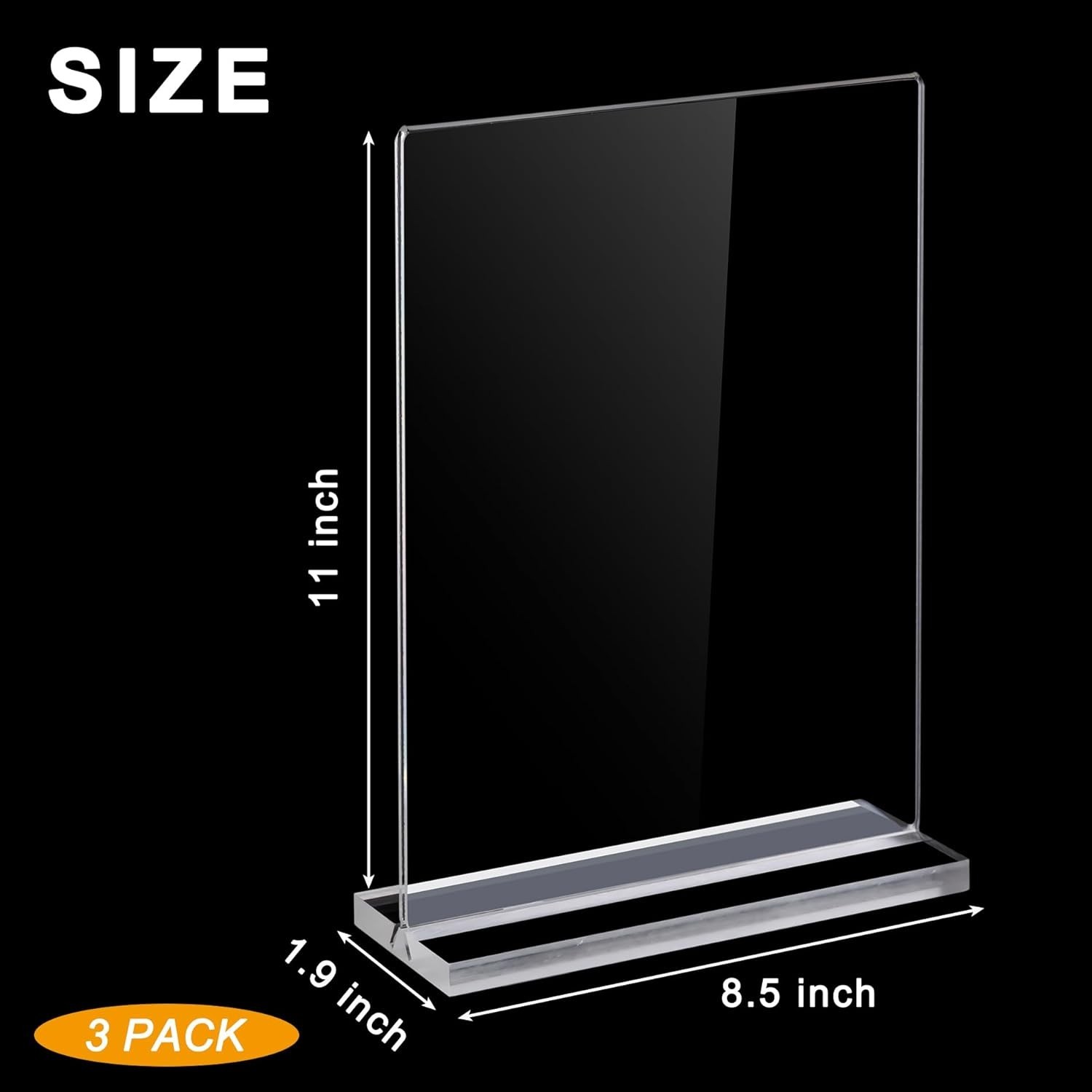 Acrylic Sign Holder 8.5 x 11 Inch 3 Pack, Clear Display Sign Stand for Store …