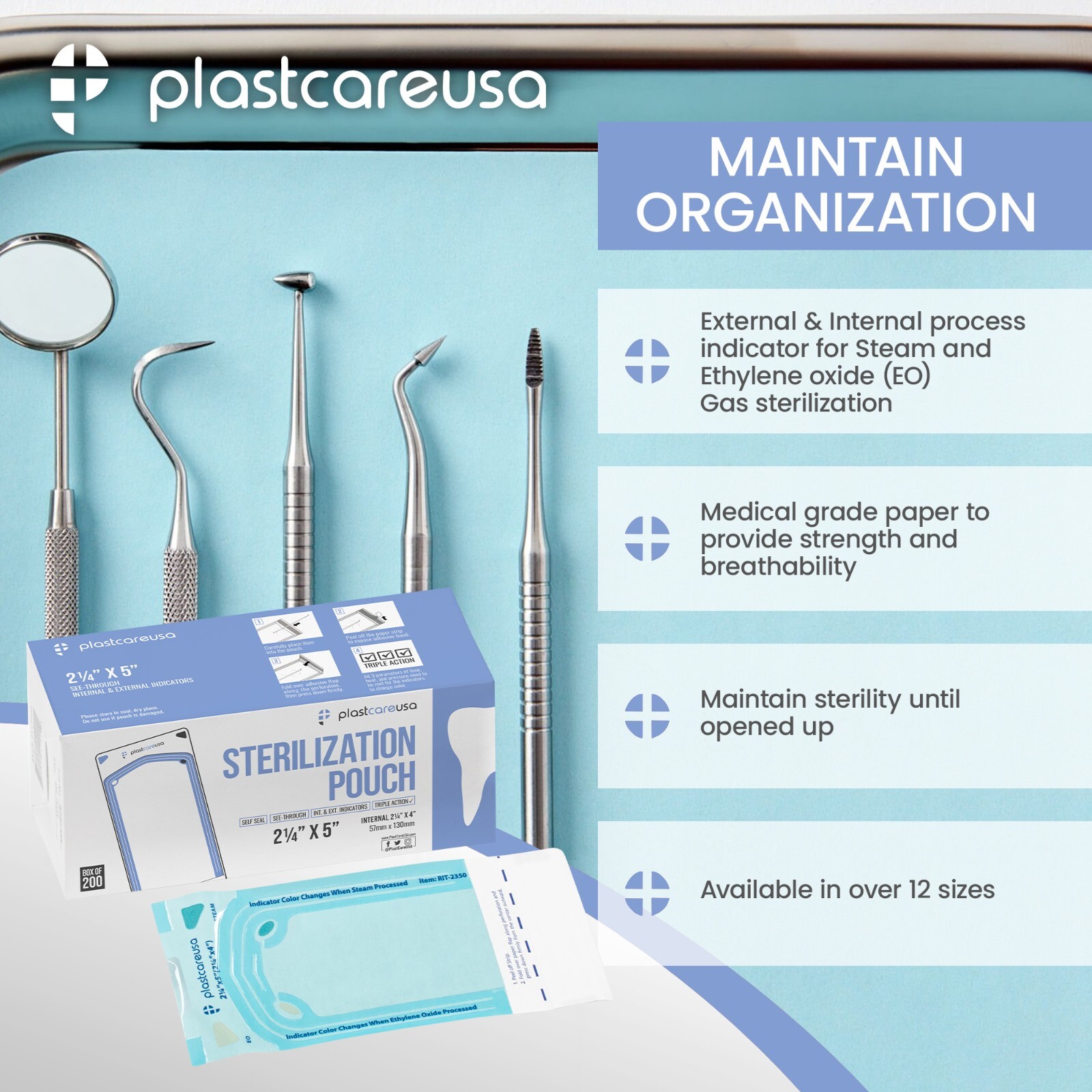 2.25″ x 4″ Self-Sealing Sterilization Pouches for Autoclave (Choose Quantity)