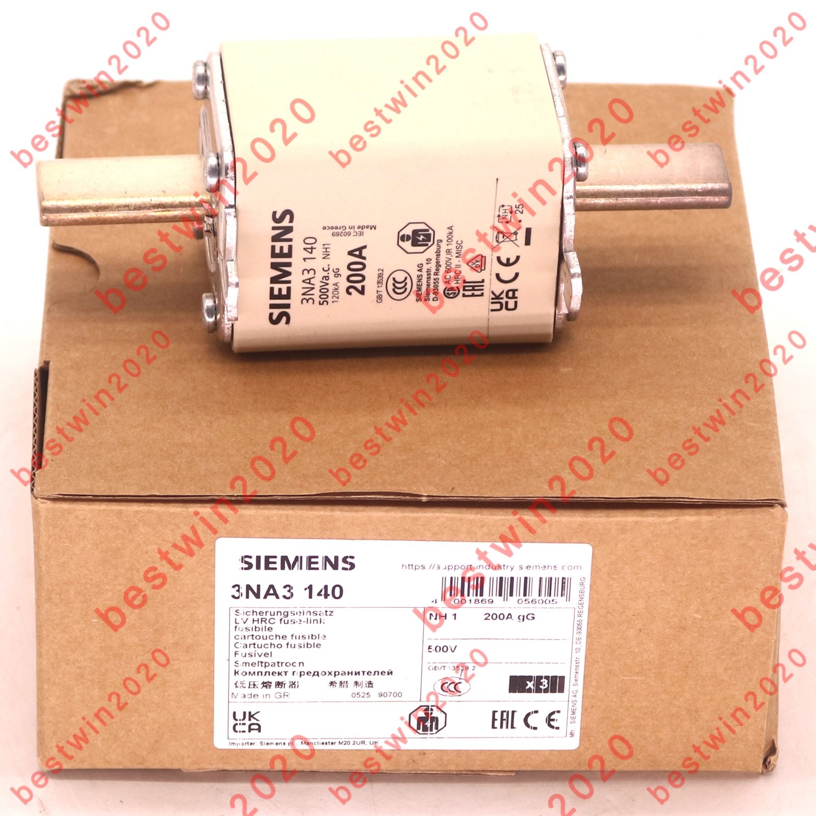New 3PC Siemens 3NA3140 NH1-gG 200A 500V Fuse in box DHL SHIPPING