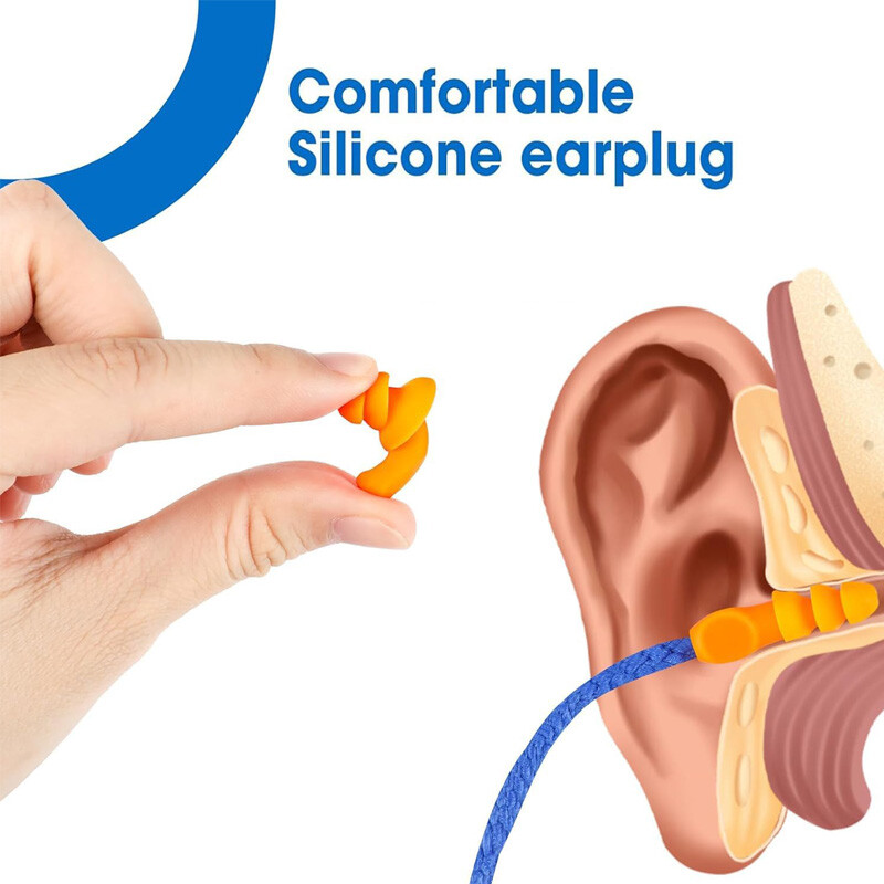 50 Pair Silicone Corded Ear Plugs Reusable Shooting Hearing Protection with Cord