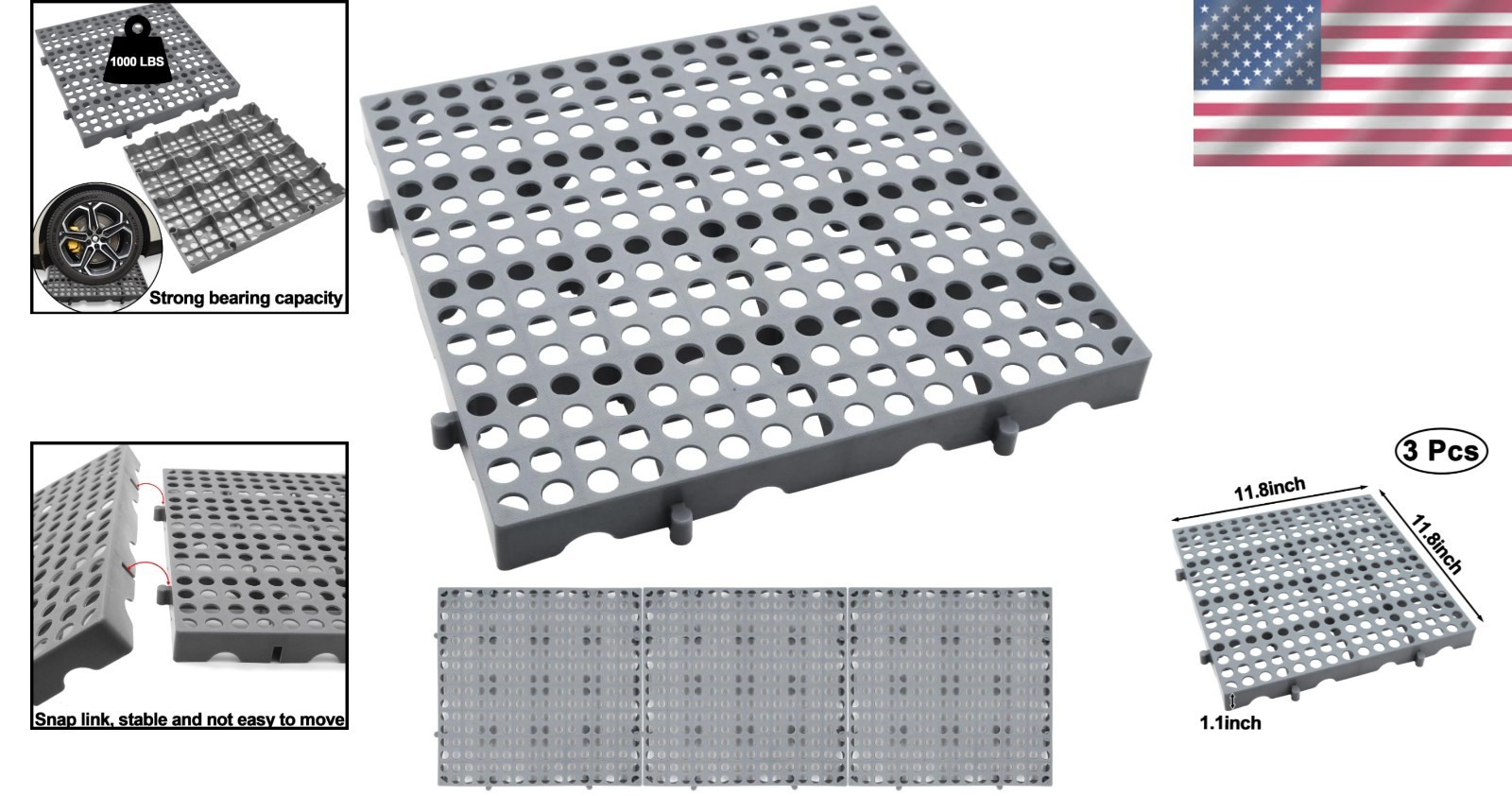 Stackable and Interlocking Heavy Duty Plastic Pallets – 3-Pack for Versatile Use