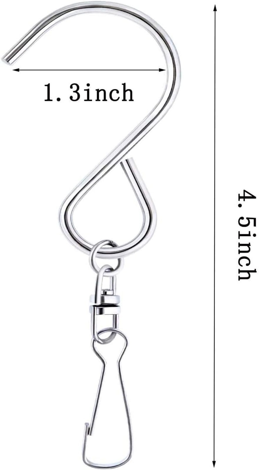 MFDSJ 24 Pcs Swivel Clip Hanging Hooks, Stainless Steel 360 Degree Rotating W…