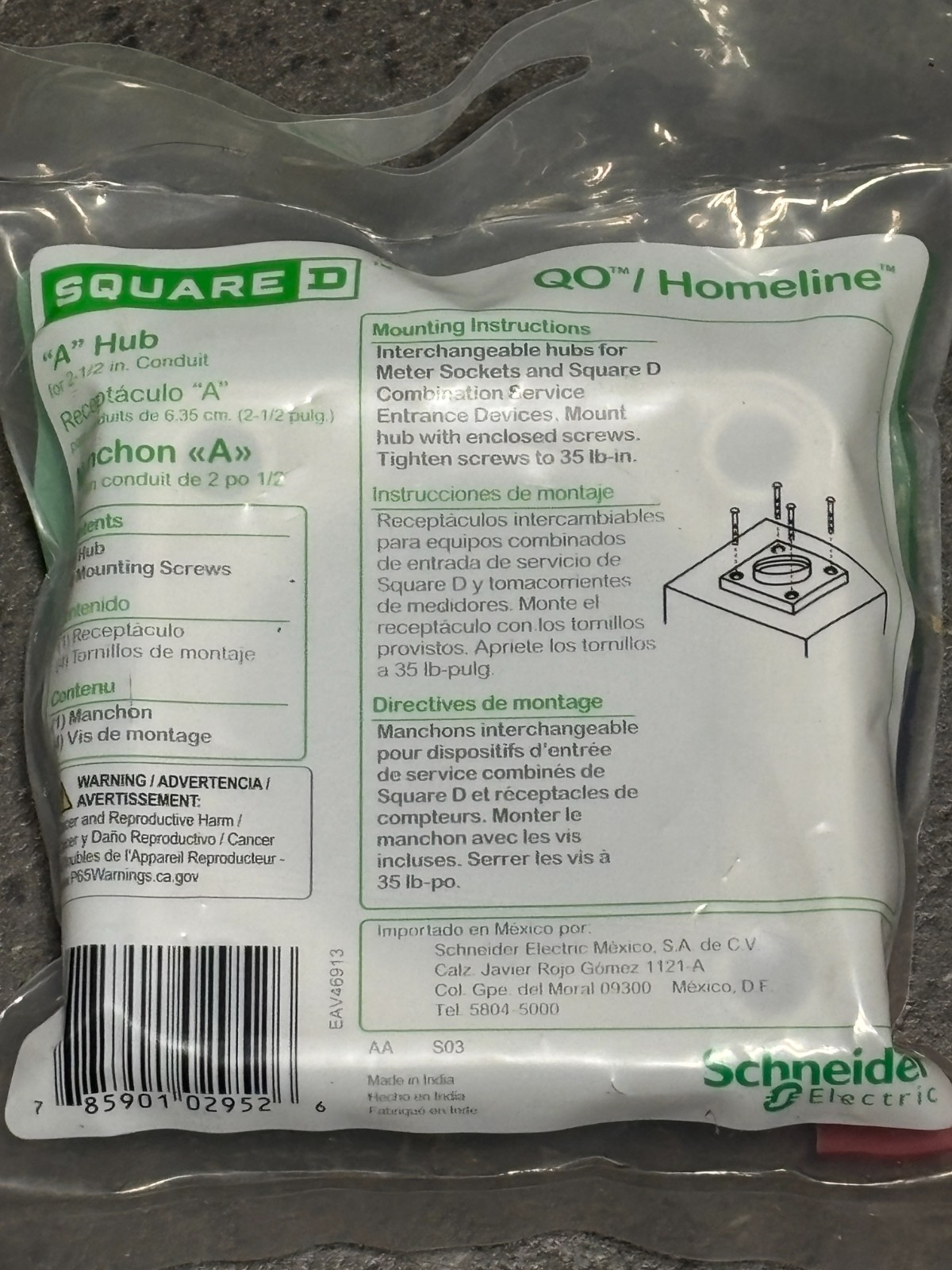 Square D 2-1/2 In. Hub For Devices With A Openings A250
