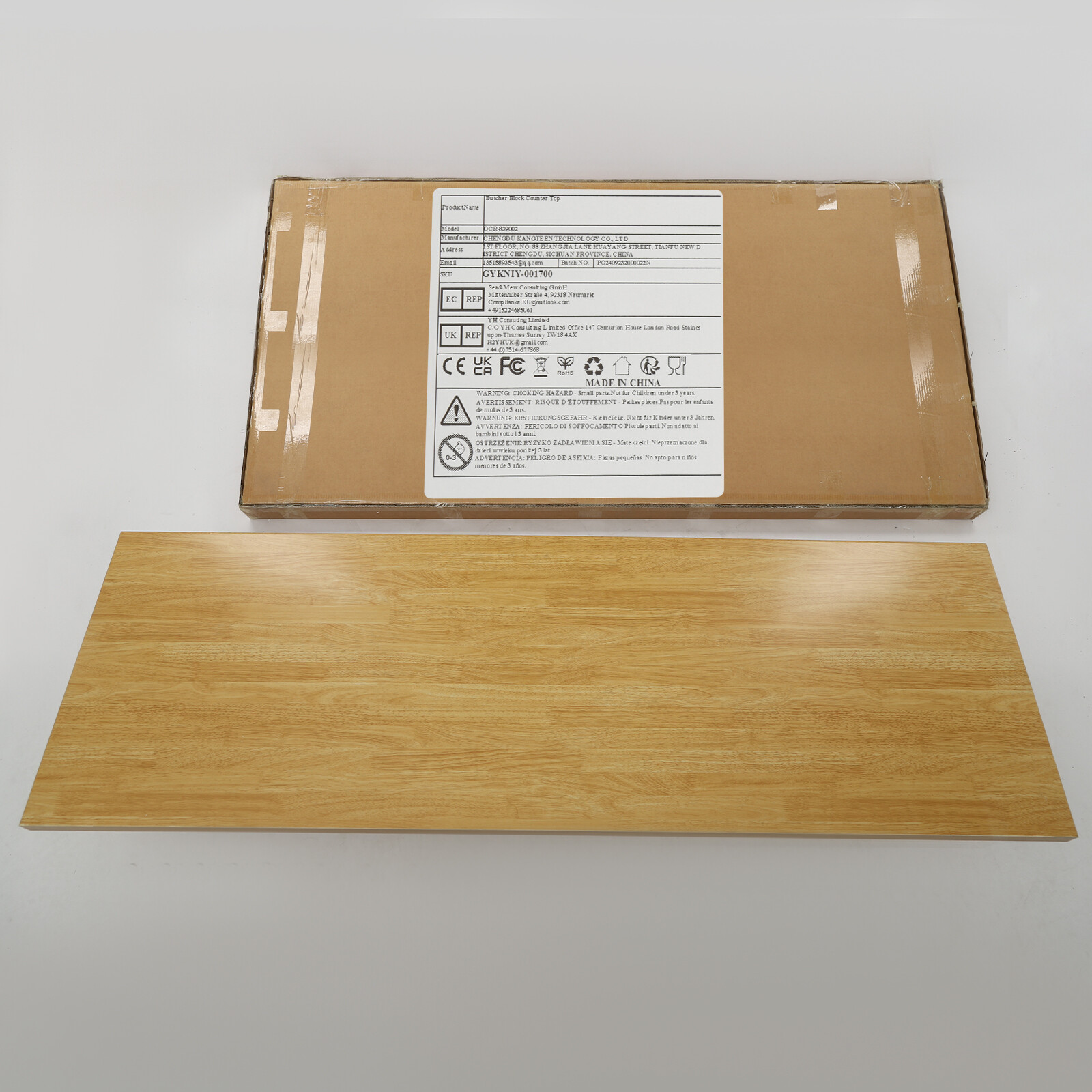 Plywood Tabletop, Rectangular Countertop, Adjustable Countertop 60*180*3.5cm