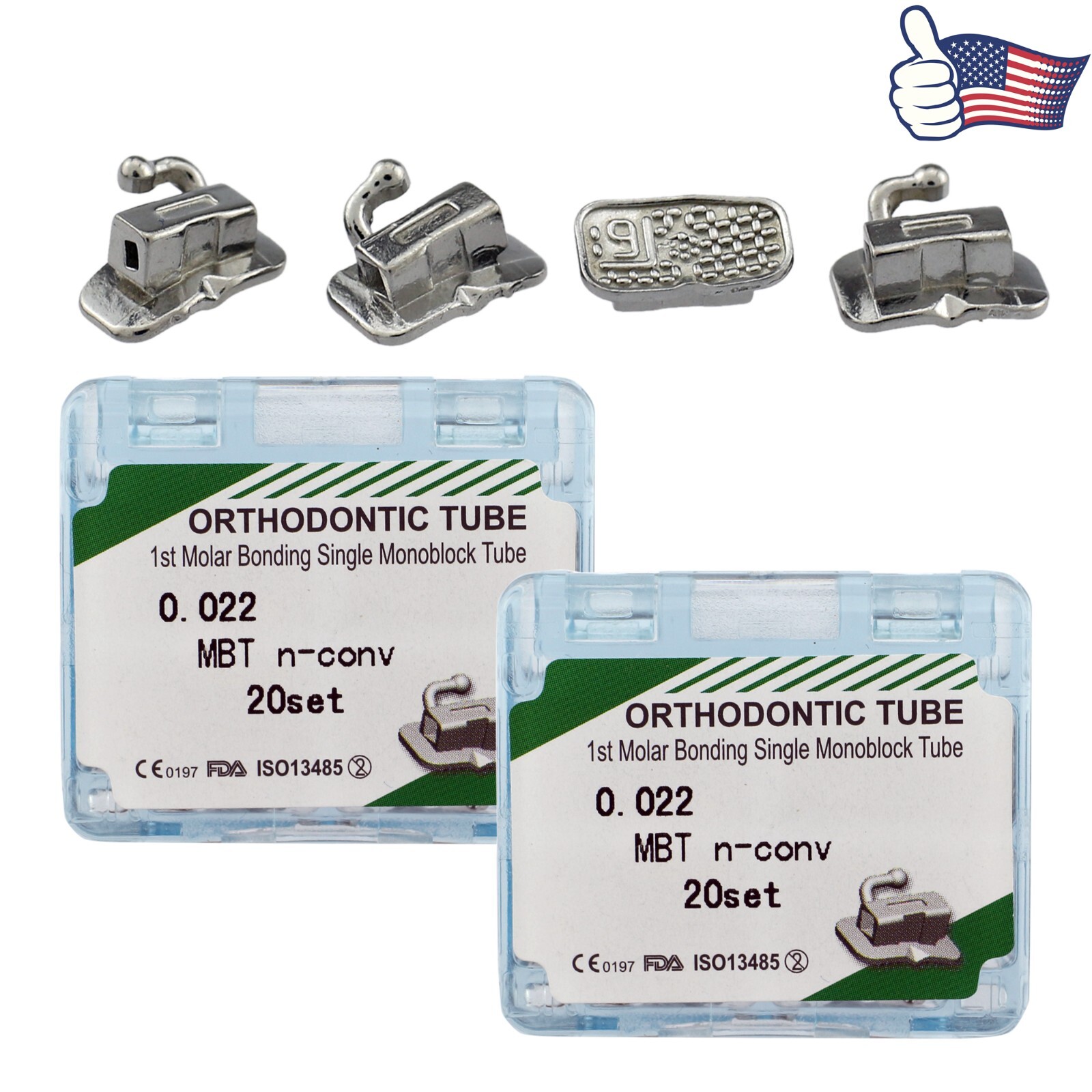 20sets Dental Orthodontic Buccal Tubes Molar Tube MBT Roth 022 1st 2nd Bondable