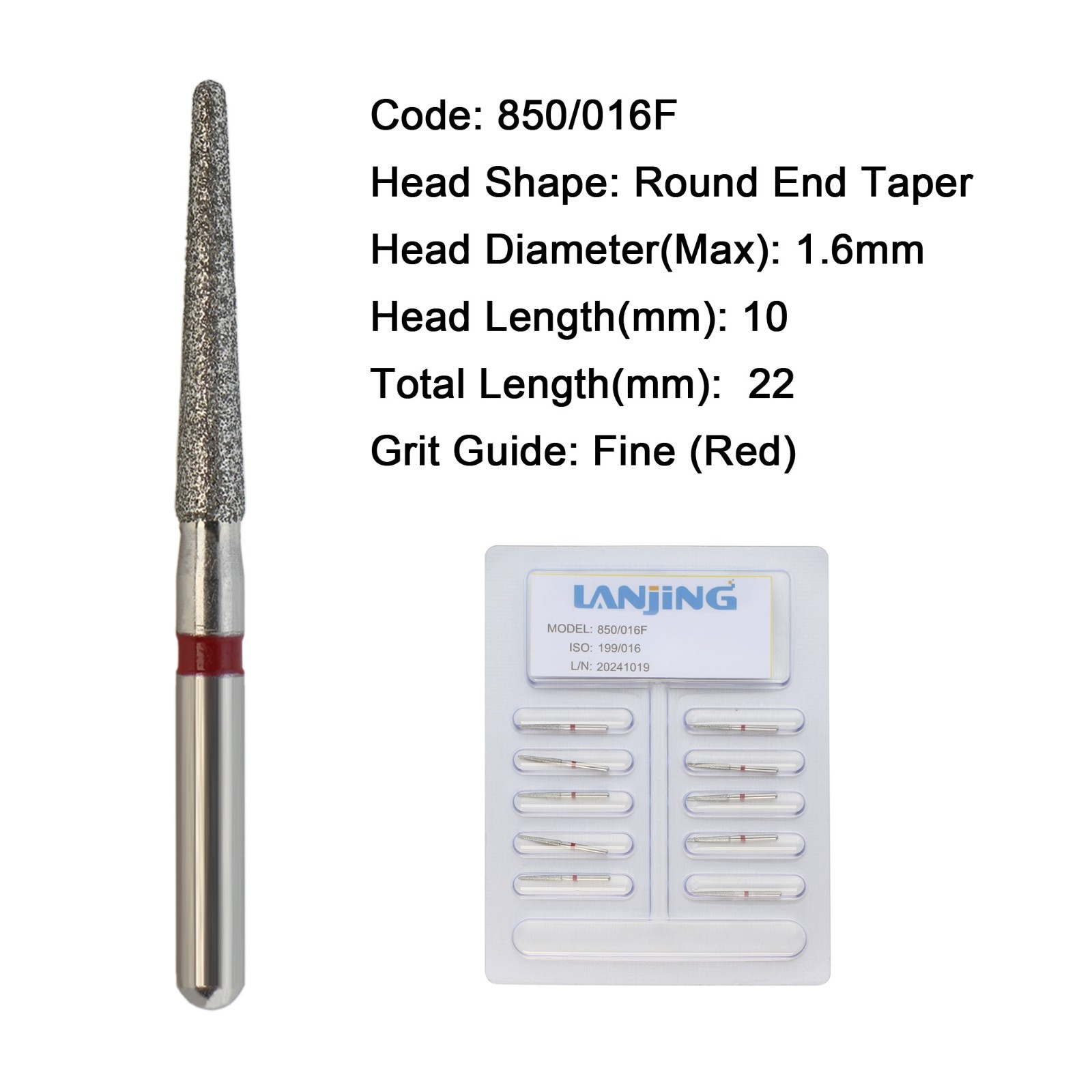 Dental Diamond Burs Pear Round End Taper Barrel FG Medium Coarse Fine High Speed