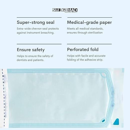 3.5″ x 5.25″ Self Sterilization Pouches for Dental Offices, Autoclave Sterili…