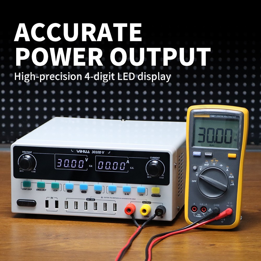 YIHUA DC Power Supply 30V 5A/10A Adjustable Digital Lab Bench Supply Precision