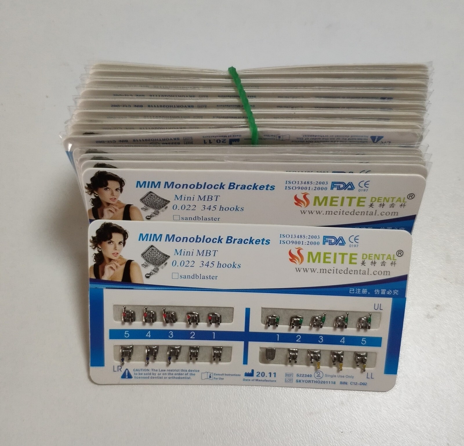 50 Sets Dental Orthodontics MIM Monoblock Metal Brackets Mini MBT 022 345 hooks