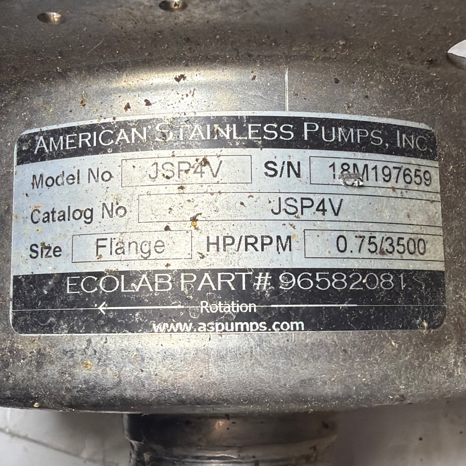ASP American Stainless Pumps JSP4V Pump Head FLANGE W/Bolts and Impeller.