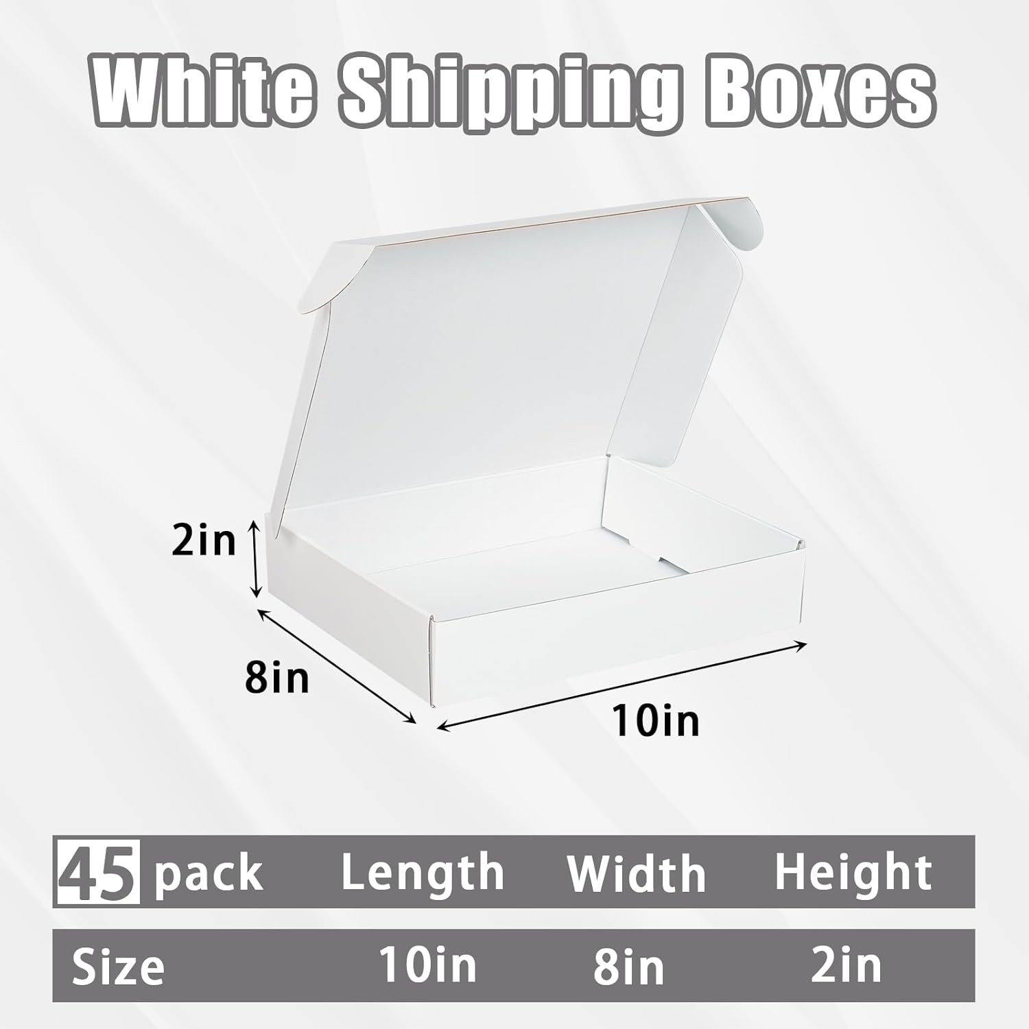 10X8X2 Shipping Boxes, 40 Pack White Mailer Boxes for Small Business, Medium Cor