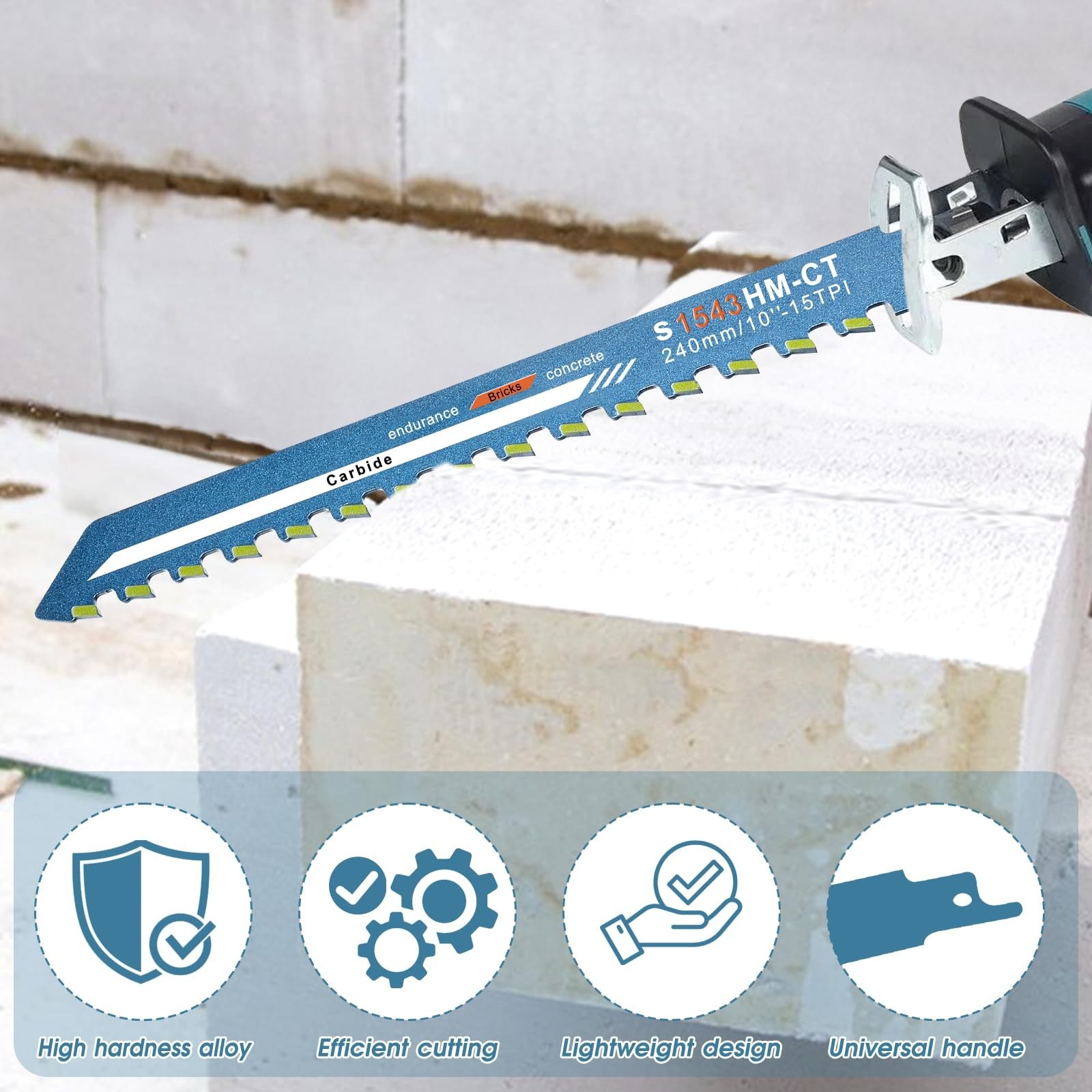 10 Inch Masonry Reciprocating Saw Blades Concrete Saw Blade Alloy Demolition …