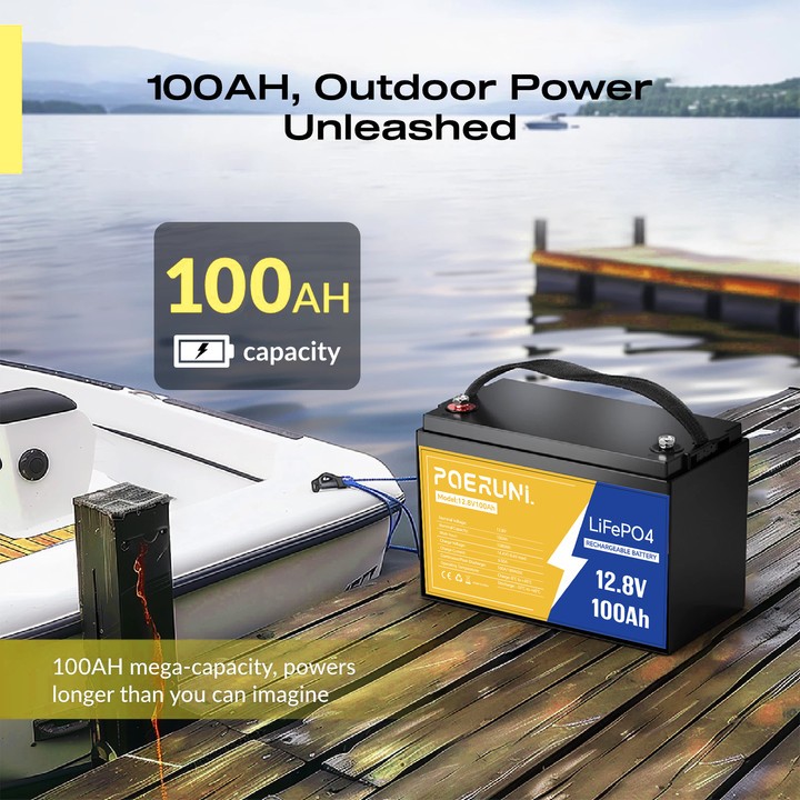 12 Volt 100Ah LiFePO4 Battery High Capacity Deep Cycle for Solar Marine Use RV