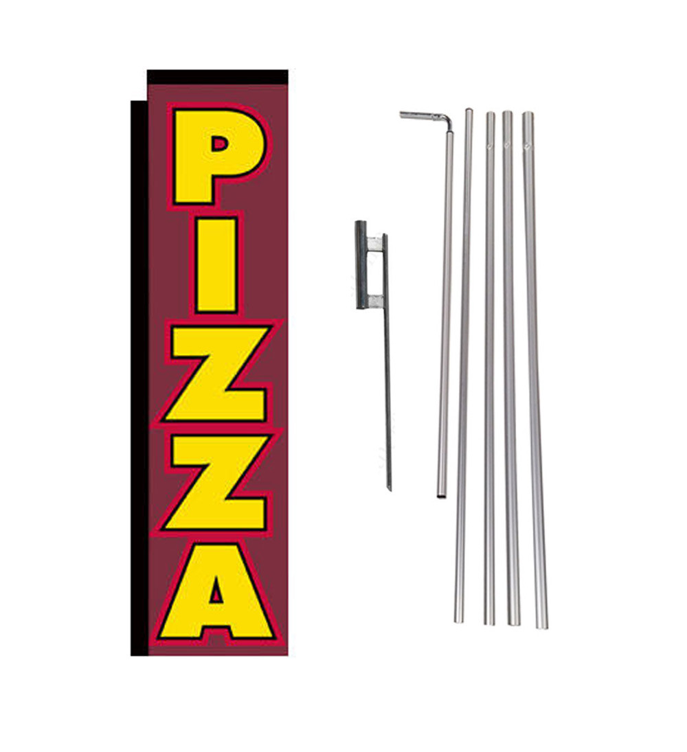 Pizza 15′ Advertising Rectangle Feather Banner Flag w/ pole+spike