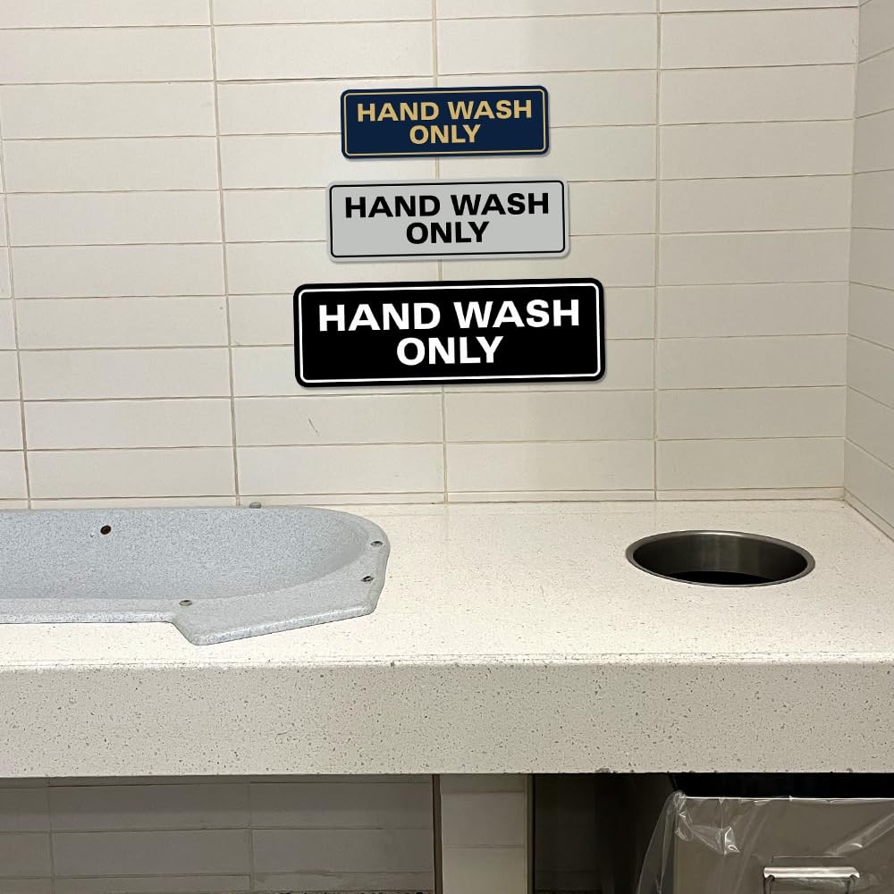 Standard Hand Wash Only Wall Door Sign Kitchen Sink Brushed Gold Small 1 PCS