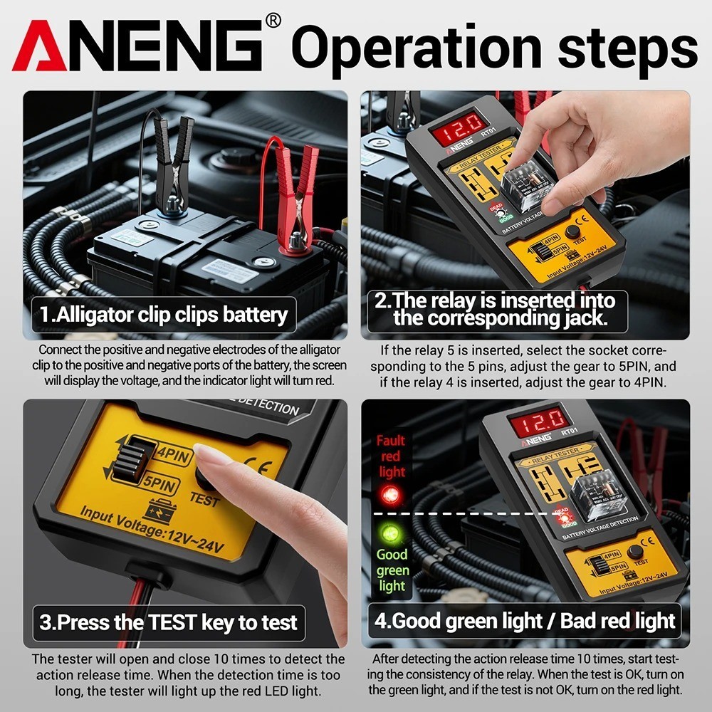 ANENG 12V Car Relay Tester Automotive Diagnostic Tool Electronic Battery Checker