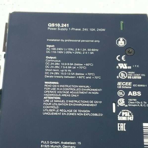 PULS Dimension QS10.241 DC Power Supply 1-Phase 24V 10A 240W 255G