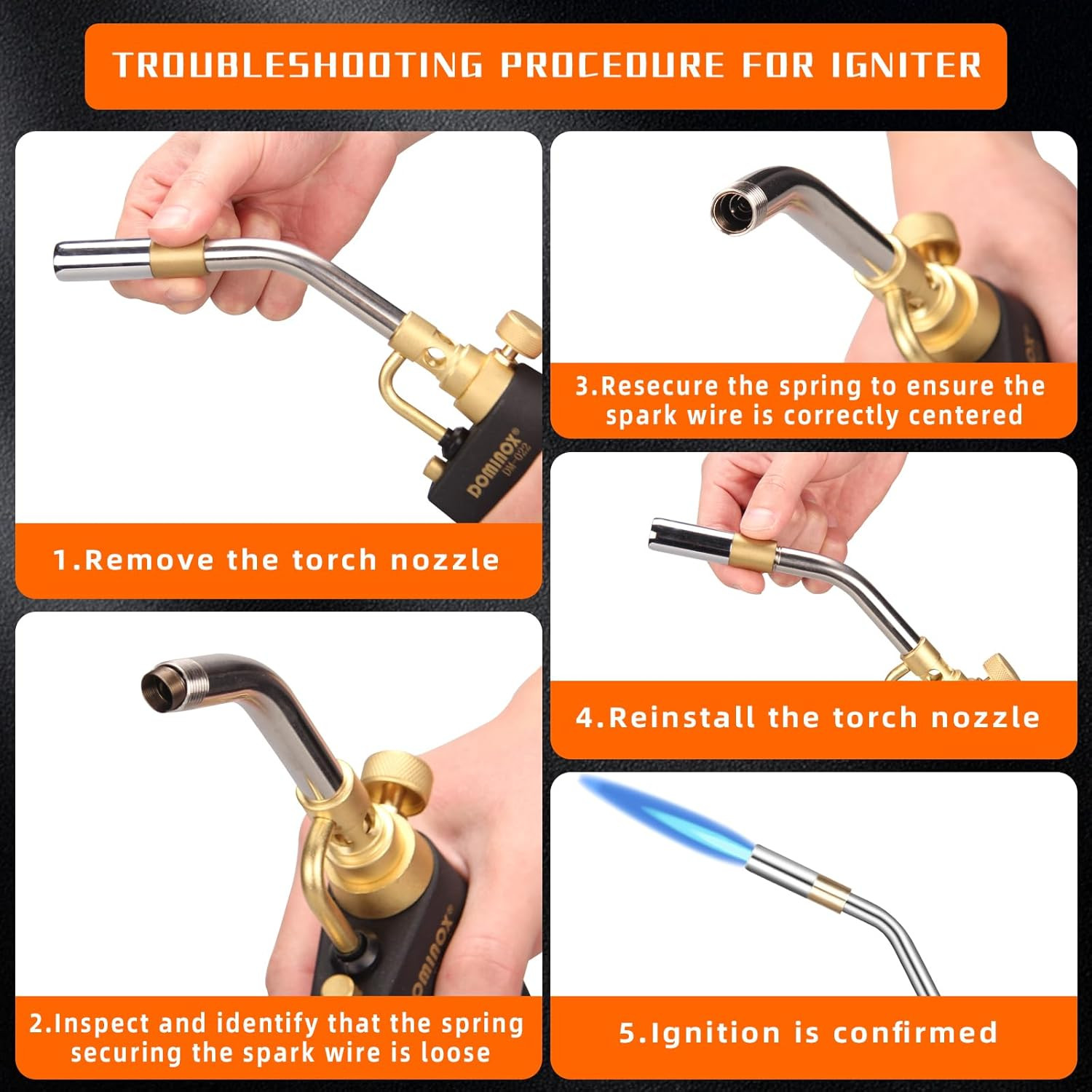 Propane Torch Head, High Intensity Torch Head Trigger Start Gas Torch, Map Gas T