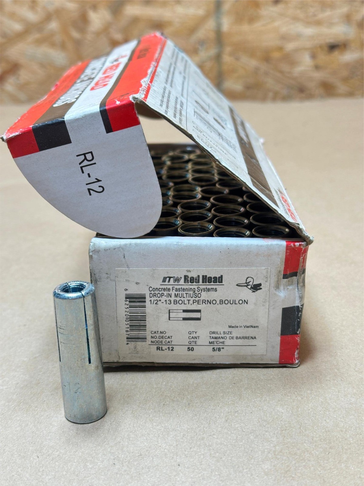50x PC Red Head Drop-In Multiuo Bolt Concrete Fastening Systems for 1/2″-13 Bolt