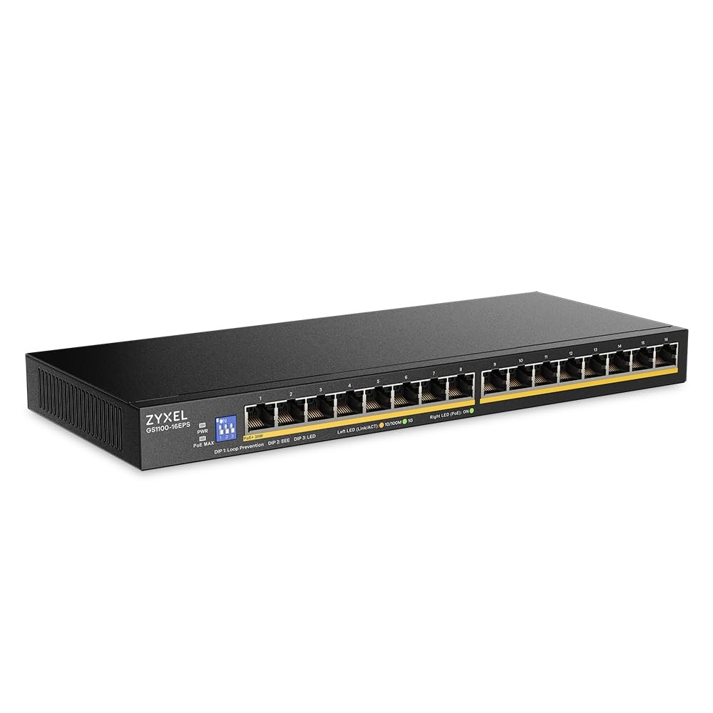 Zyxel 16 Port PoE 16 | DIP | PoE+ | Slim, Information Not Available
