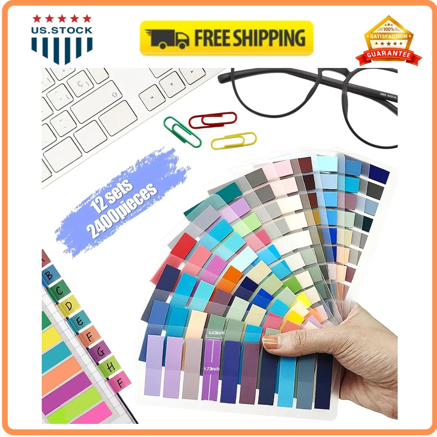 2400 Pcs Morandi Sticky Tabs Index Tabs Page Markers for Books and Notebooks