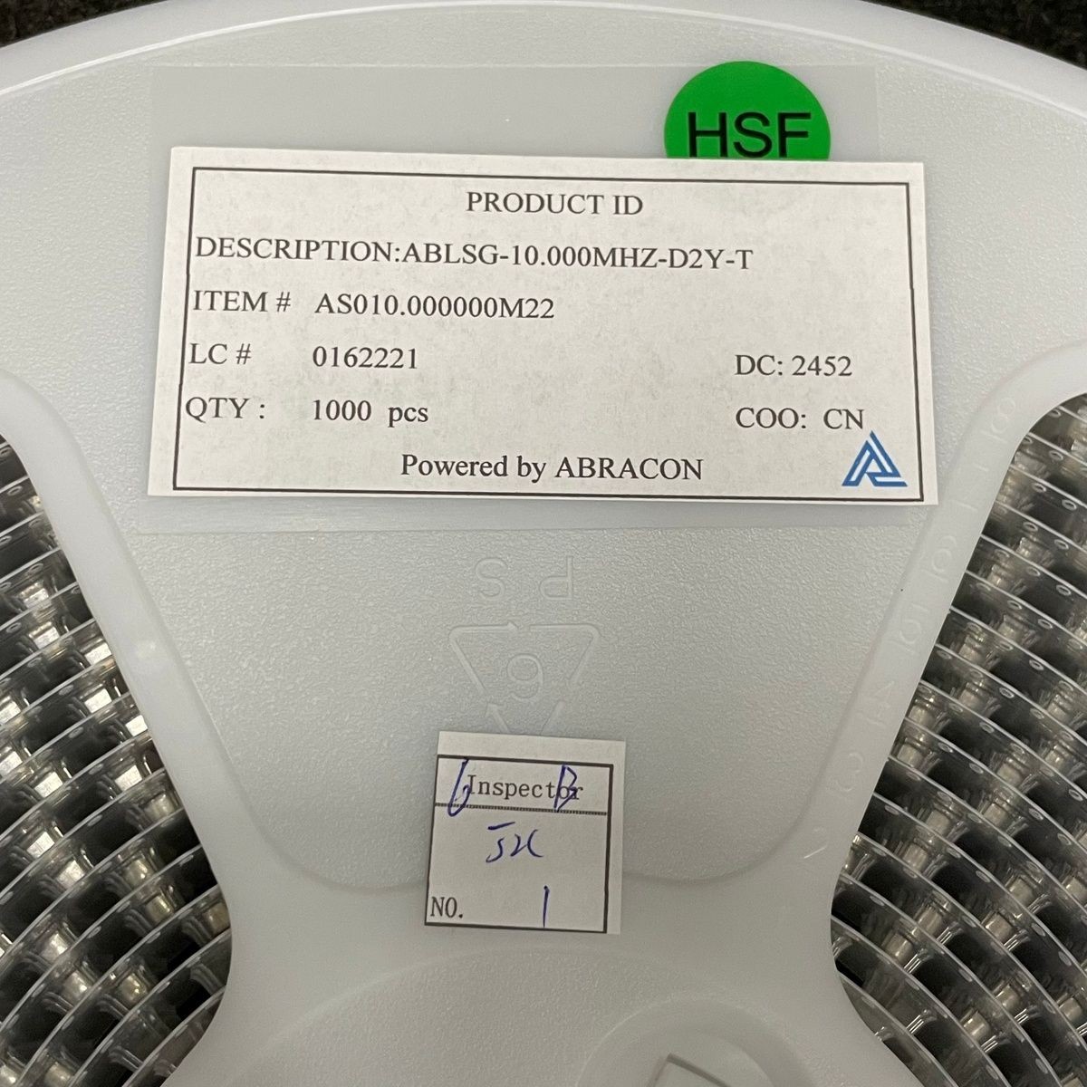 ABRACON 10 MHz ±20ppm Crystal ABLSG-10.000MHZ-D2Y-T, Lot of 1000