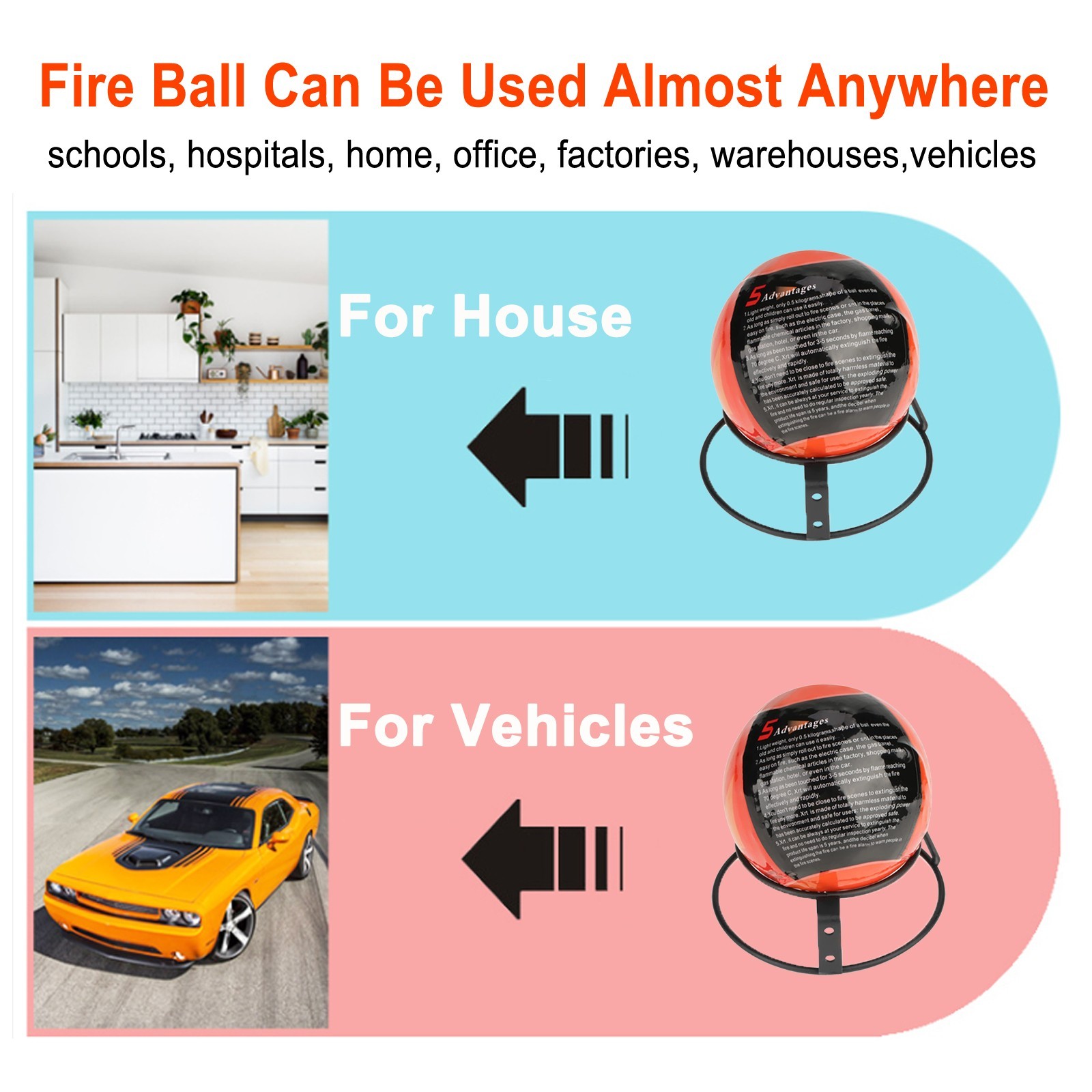 12 PACK Automatic Fire Ball Extinguisher With Bracket for ABCEF Type Fire