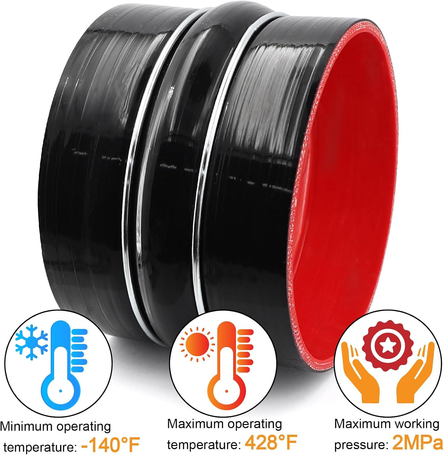 Straight Coupler Silicone Hose ID 5 Inch 4 Ply Polyester Reinforcement As