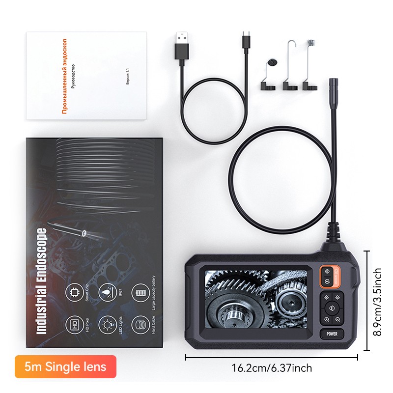 1080P HD Industrial Endoscope Borescope LCD 4.3inch 8mm Inspection Dual Lens US