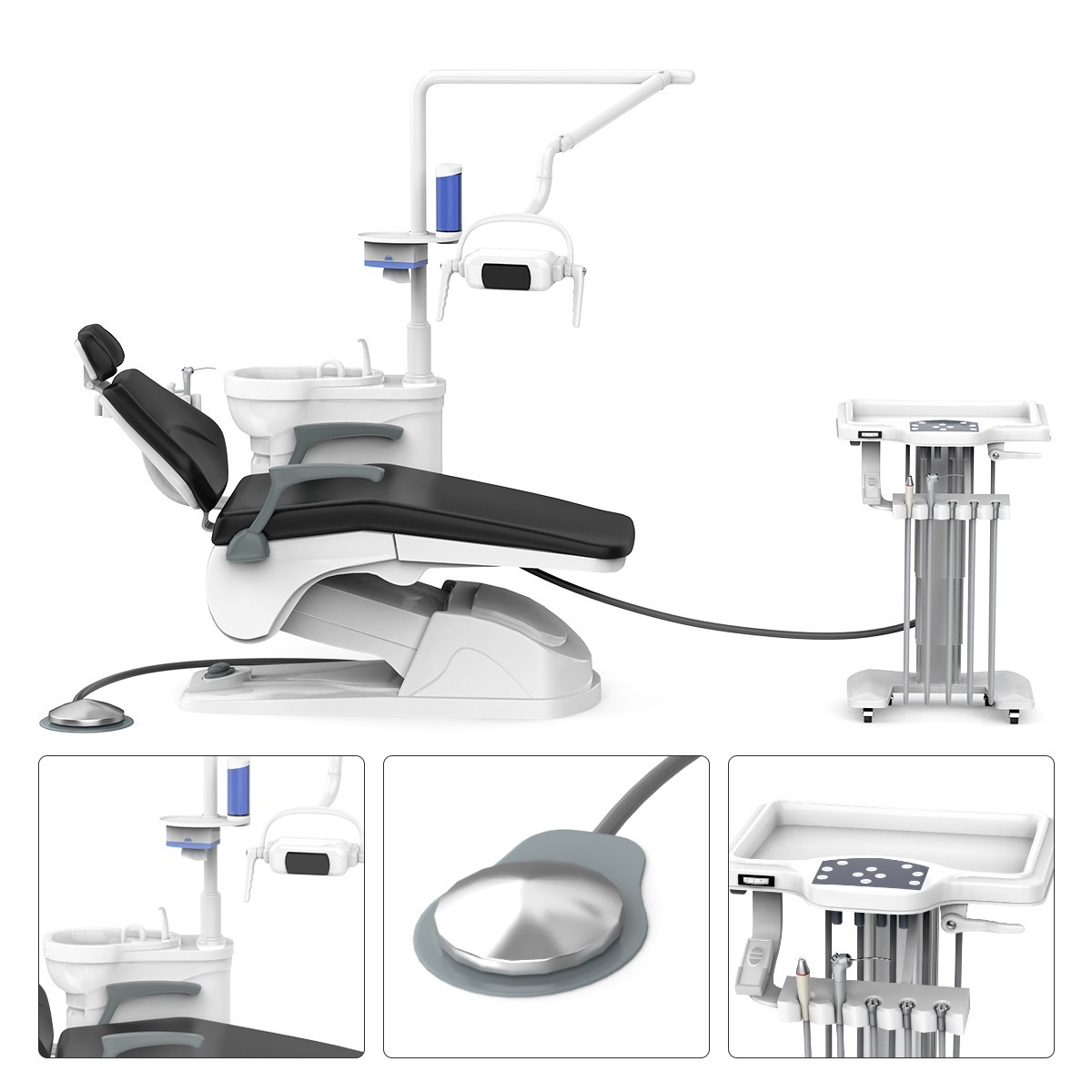 Integral Dental Unit Chair Computer Controlled DC Motor High Class PU Leather