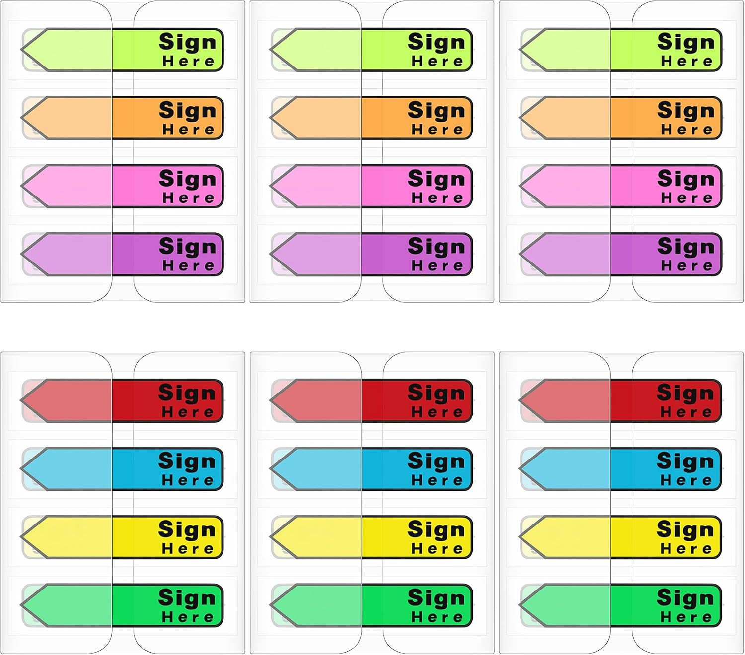 Colored Sign Here Tabs – 600 Self-Stick Flag Stickers with Dispenser