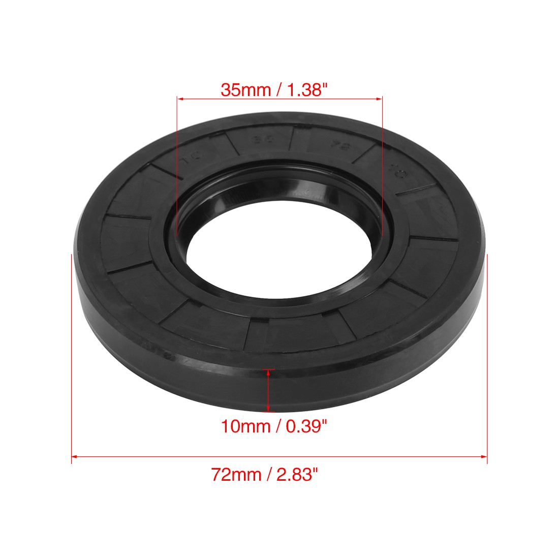 35mm x 72mm x 10mm Black Rubber Cover Double Lip TC Oil Shaft Seal