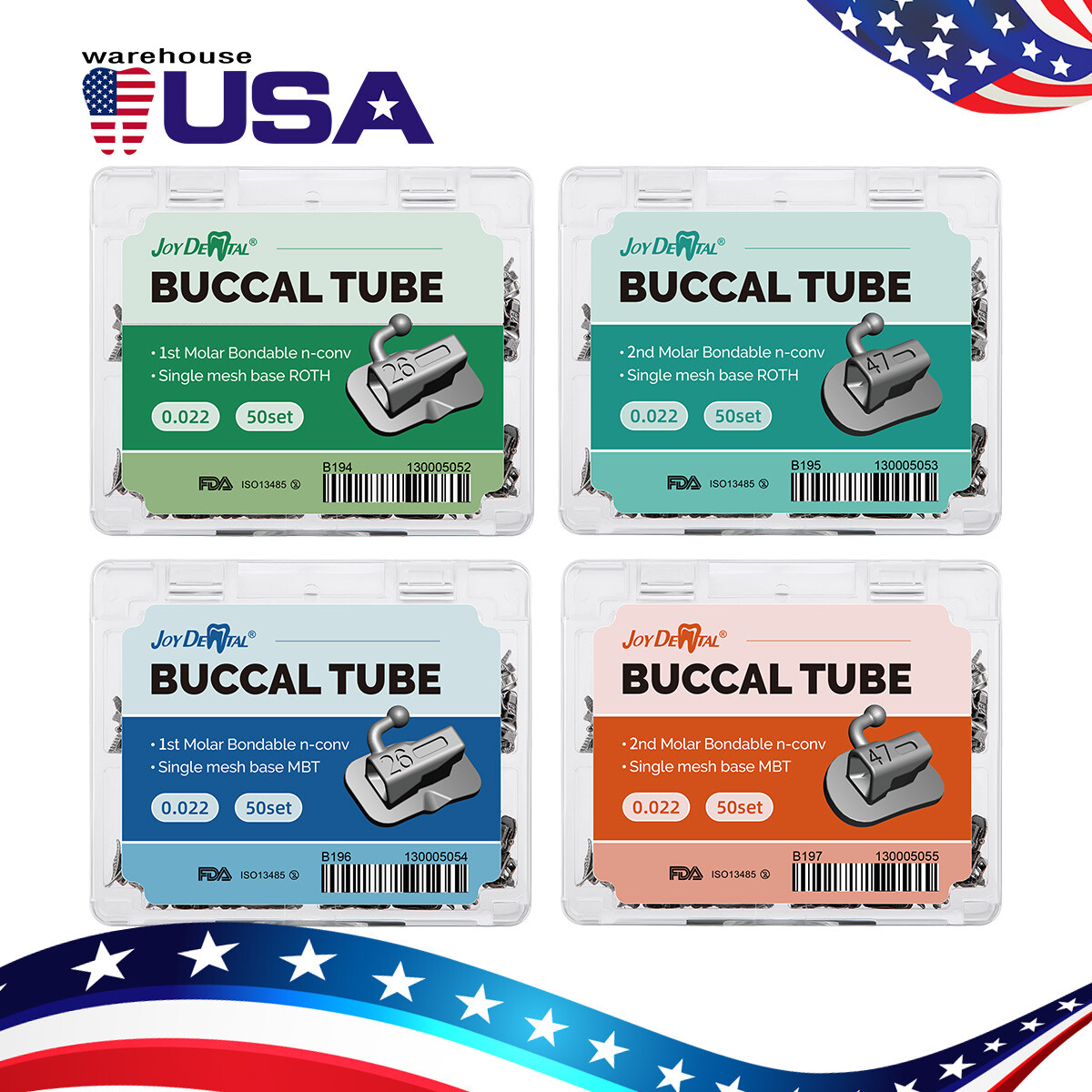 50Sets Dental Orthodontic Buccal Tube 1st 2nd Molar Tube Roth MBT 022/018