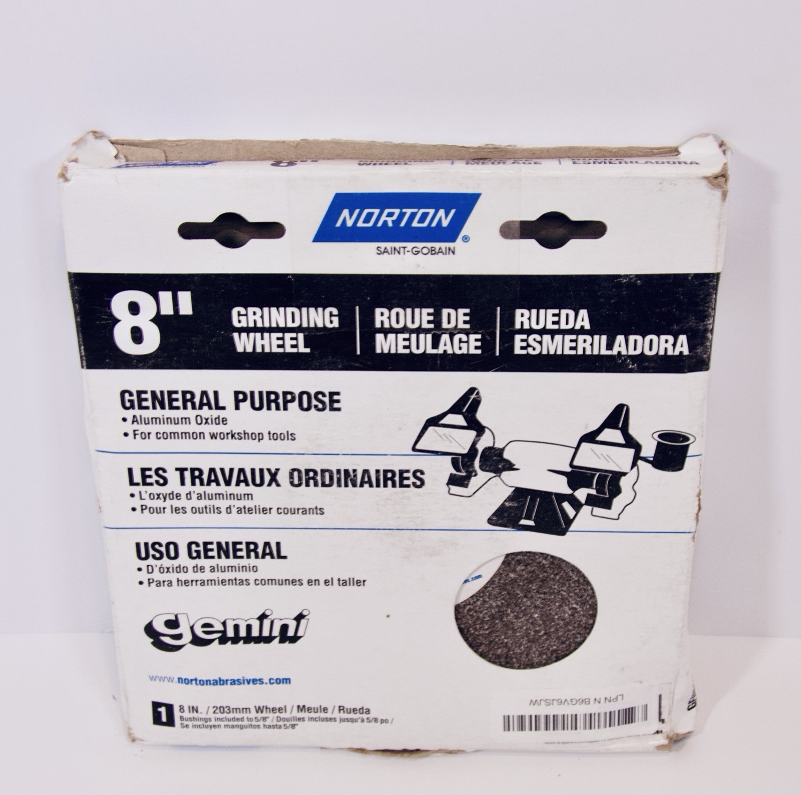 Norton 8″ Grinding Wheel 60 Grit Medium (8″ x 1″ x 1″) New