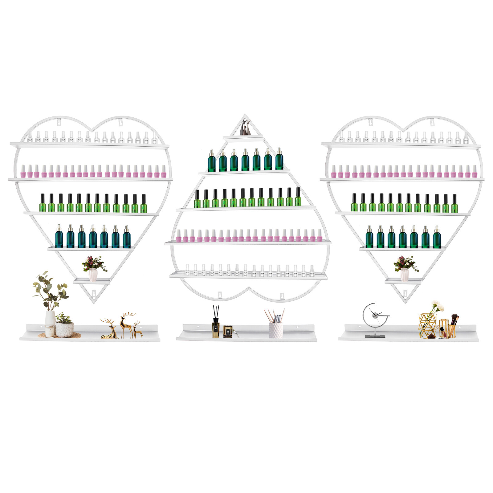White Wall Nail Polish Storage Racks Heart-shaped Display Rack Polish Organizer