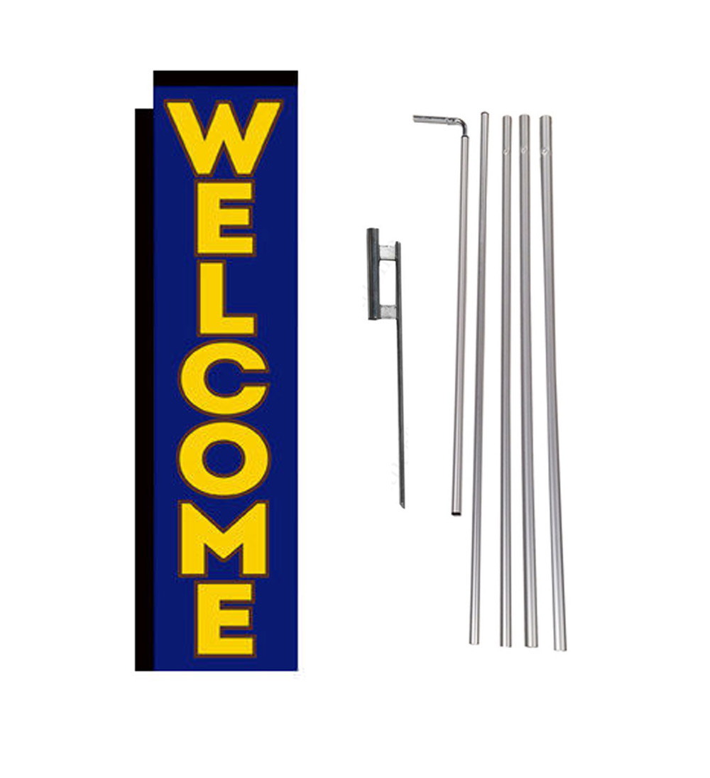 Welcome 15′ Advertising Rectangle Feather Banner Flag w/ pole+spike