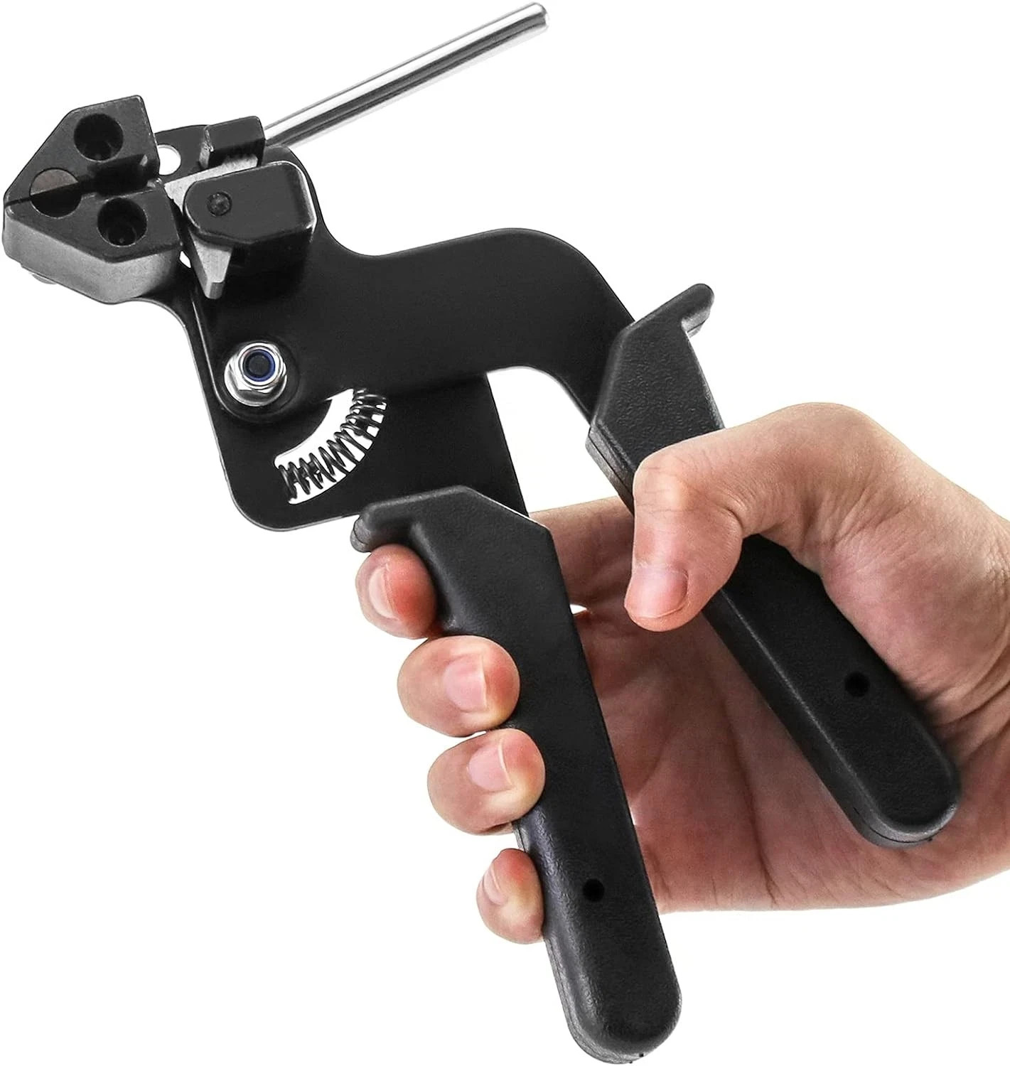 QWORK Cable Tie Gun, Stainless Steel Zip Tightener Black