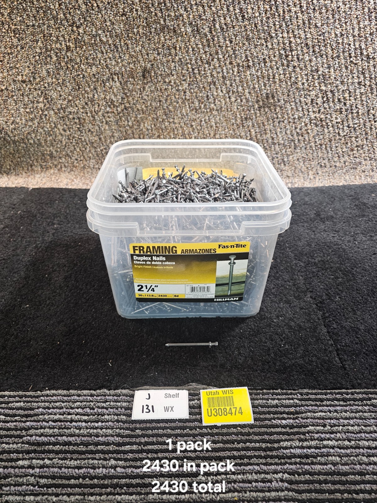 (QTY 2430) Hillman Fasteners™ 461394 Bright Duplex Nails, 2.25″ x 8D, 30 Lb