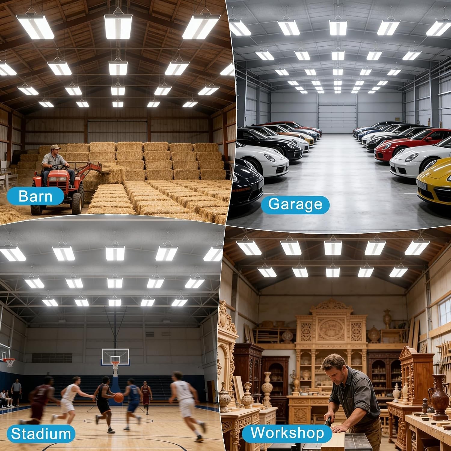 Energy-Saving 28000LM LED High Bay Lights, 8-Pack for Commercial Applications