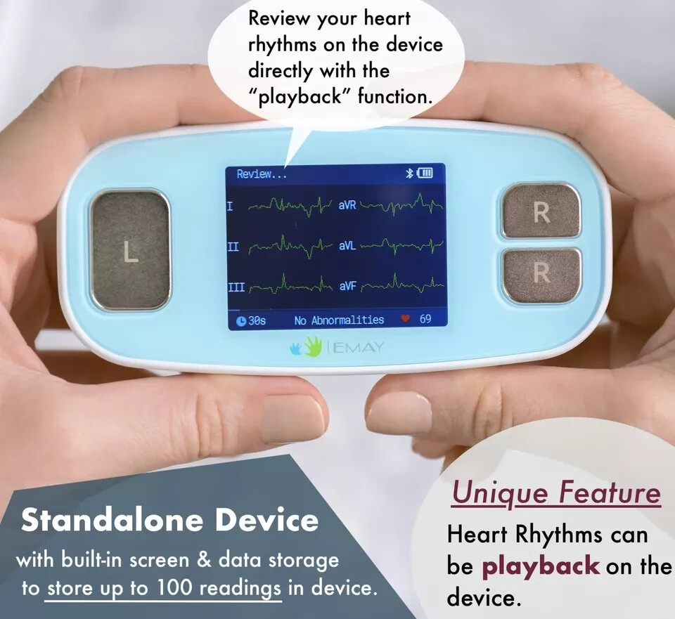 EMAY 6Leads Portable ECG Monitor Record ECG & Heart Rate in 6 Channels /OPEN BOX