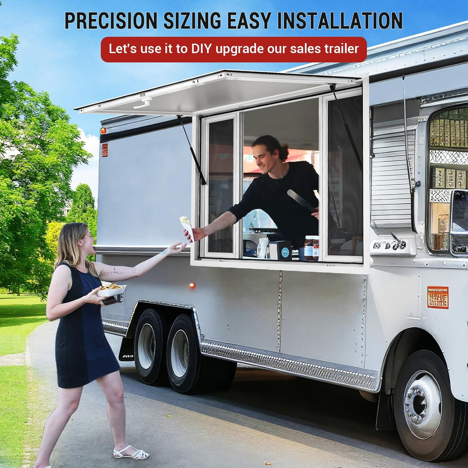 Concession Stand Serving Window Food Truck Service Awning With 4 Screen Windows