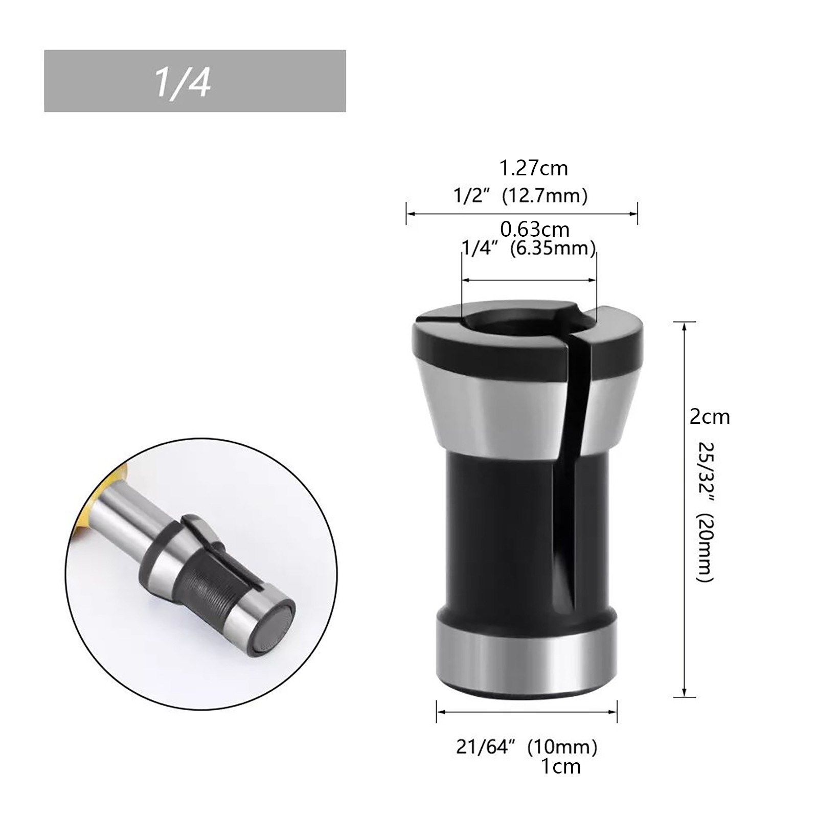 Premium Material 3pcs Router Bit Collet Chuck Clamping Adapter for CNC Engraving