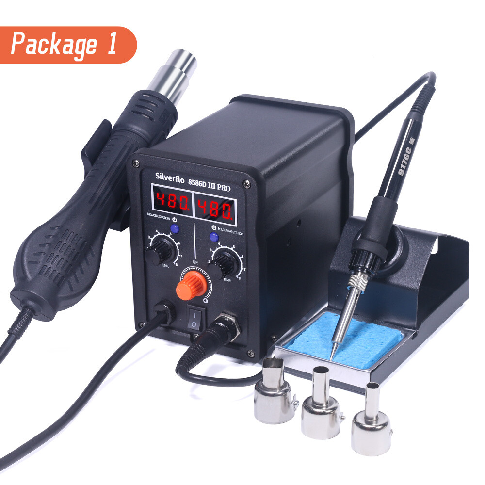 780W Silverflo 8586D-III Soldering Station Kit Hot Air Rework station Tool Set