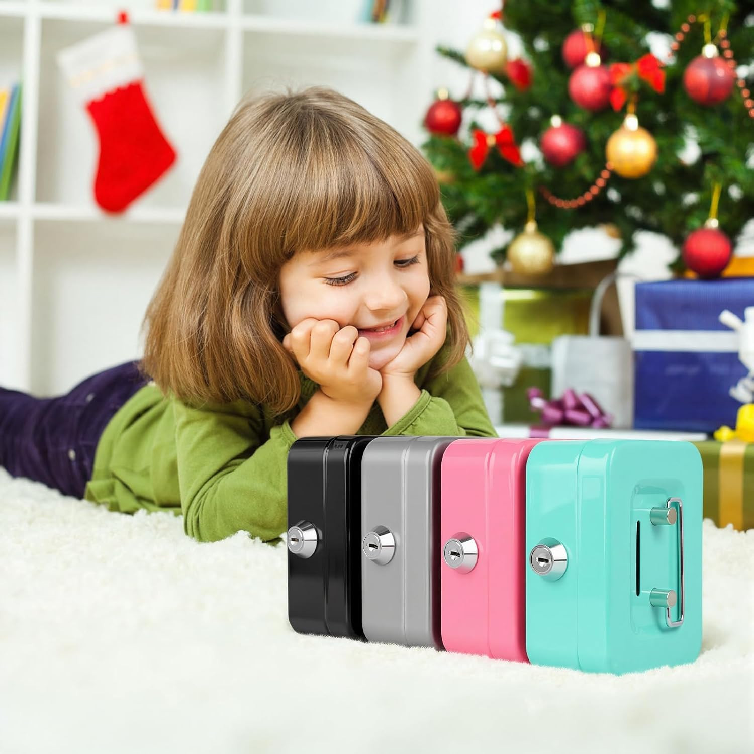 Cash Box with Lock Small Lock Box with Money Slot Mini Portable Safe Coin Box 4.